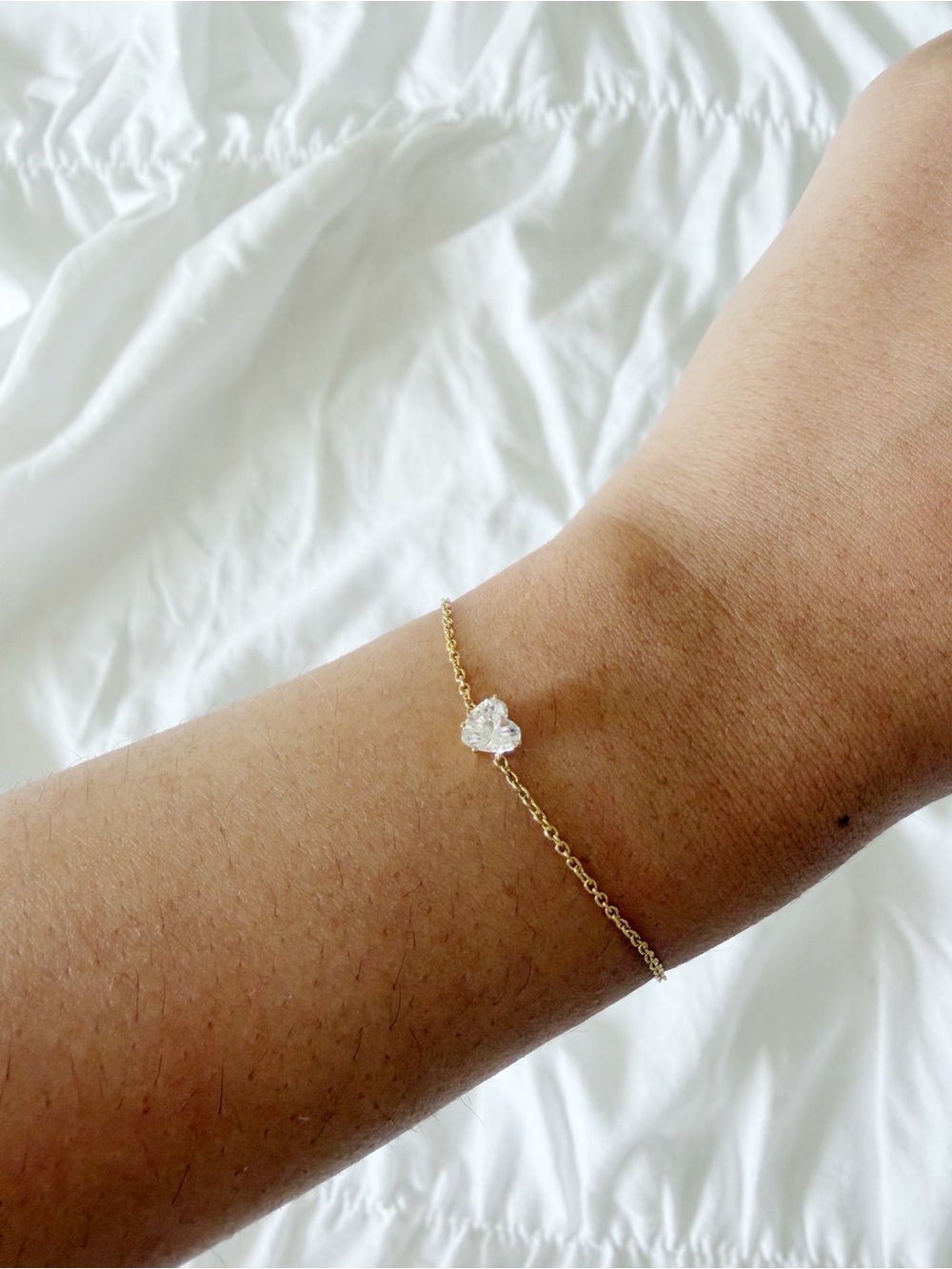 NADRI Heart Solitaire Adjustable Slider Gold Bracelet
